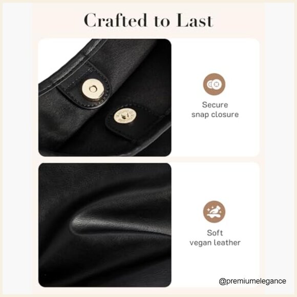 Soft Vegan Leather Hobo Bag Tote Crossbody Shoulder Purse with Pouch - Picture 6 of 7